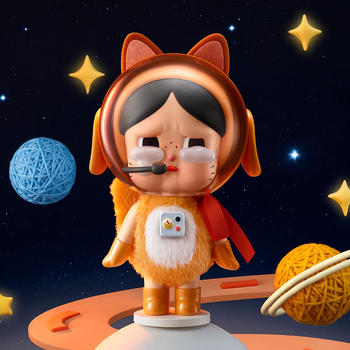 CRYBABY Space Cat Figurine-Orange