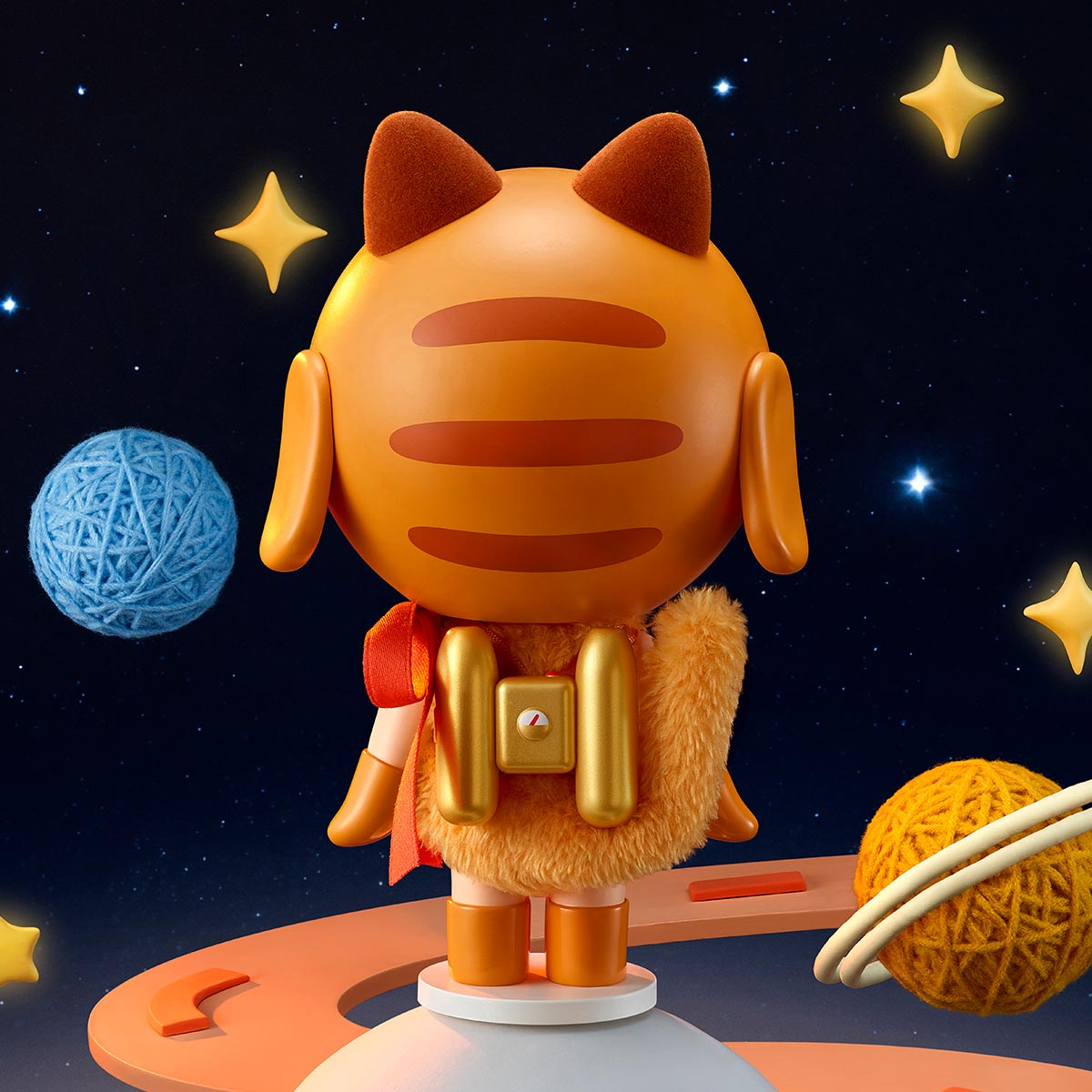 CRYBABY Space Cat Figurine-Orange